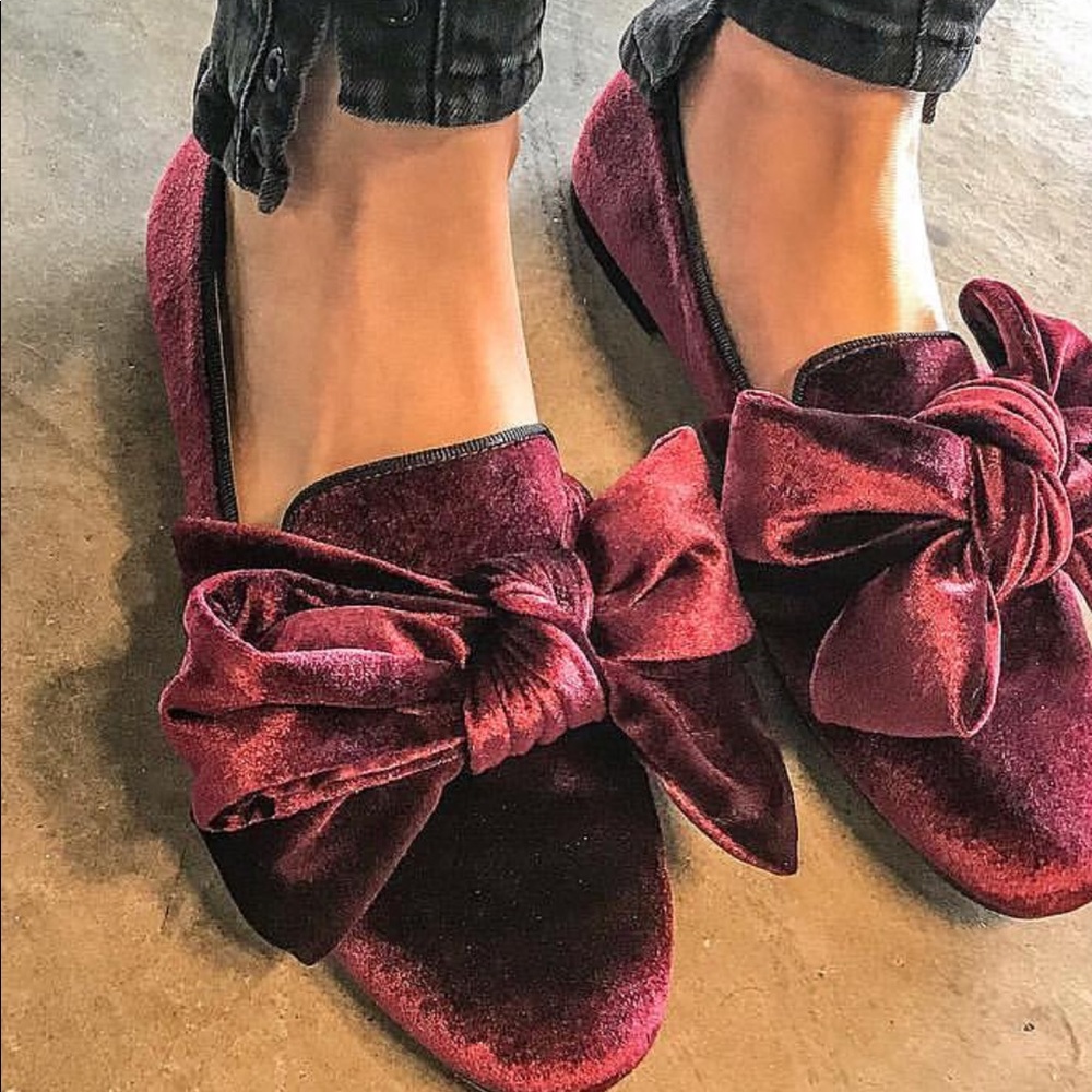 Zara velvet bow flats